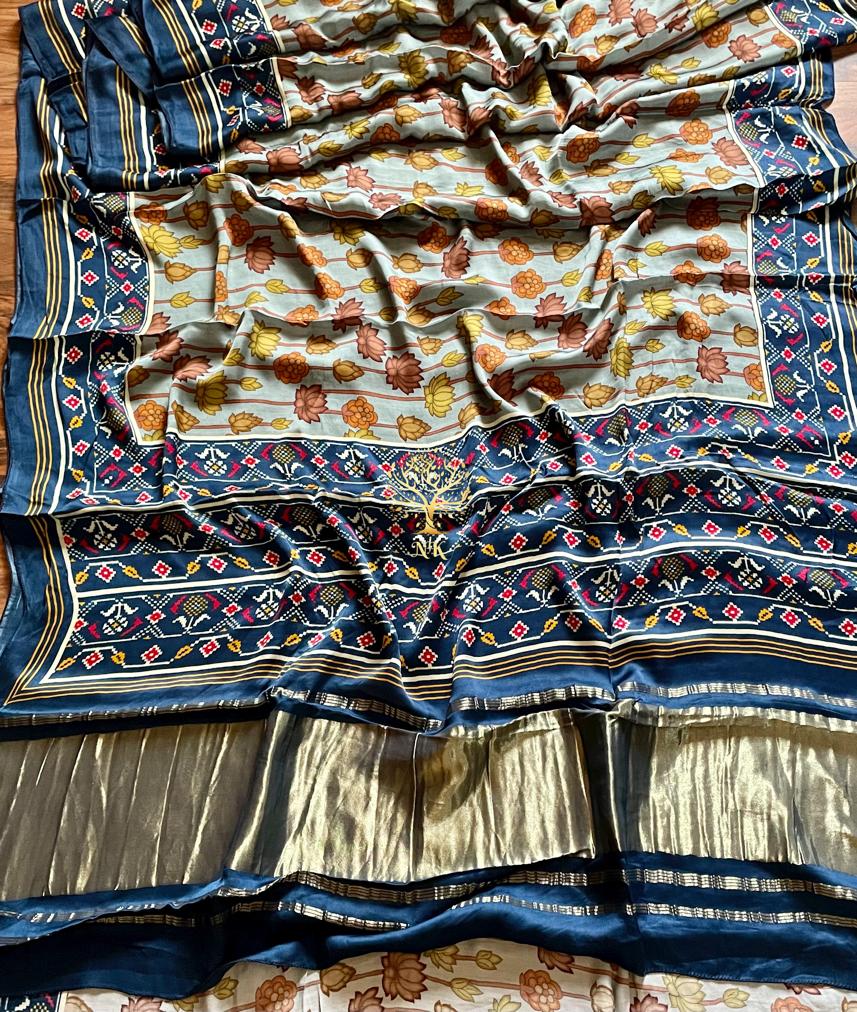 Pavi floral Gajji silk sari