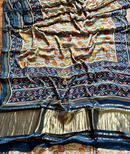 Pavi floral Gajji silk sari