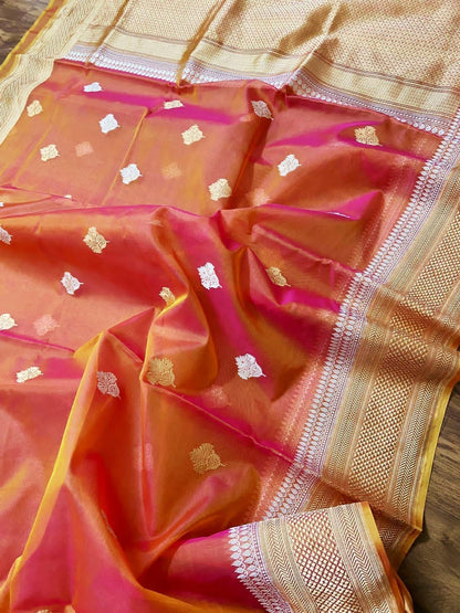 Dual toned Banarsi Kora beautiful sarees