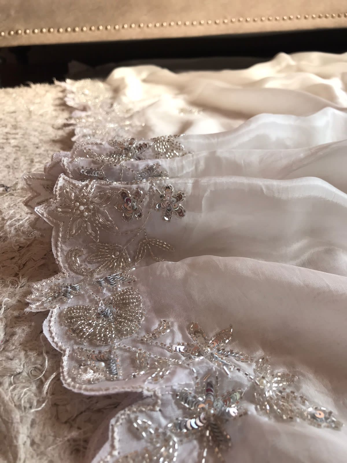 White fairly zardosi saree