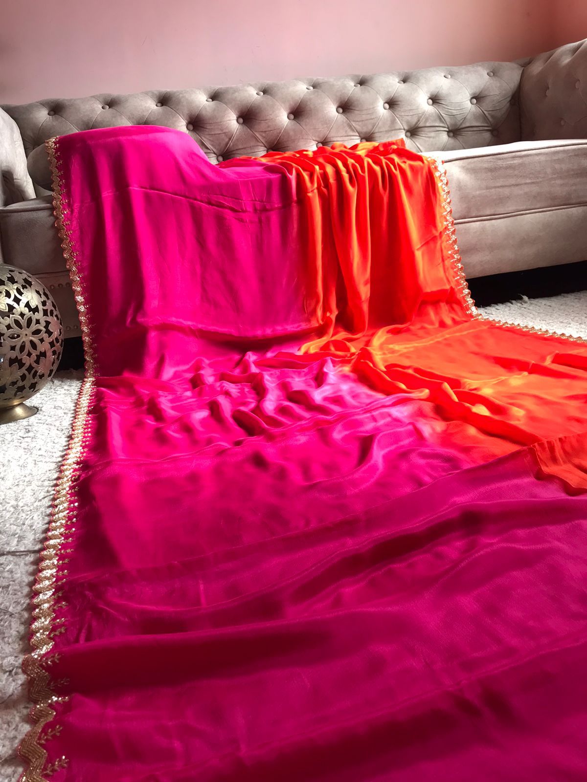 Ombre shaded premium crepe saree