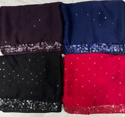 Shimir satin silk sequins saree