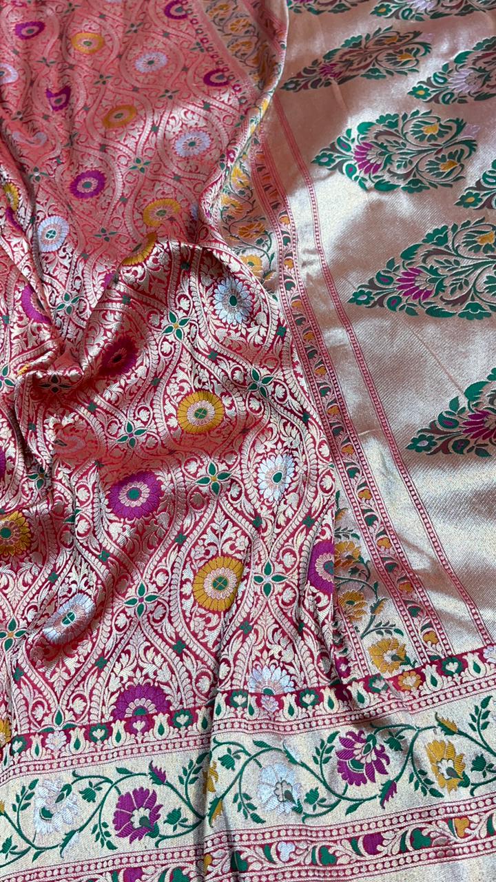 Brocade Banarsi exclusive Meenakari saree