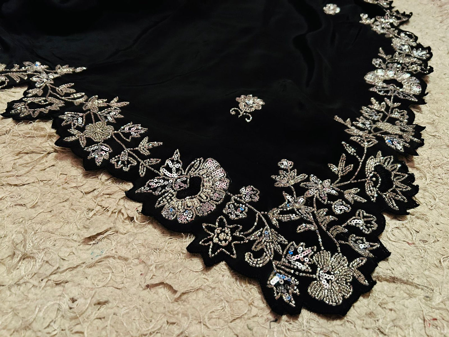 Ramp black silver beauty crepe saree