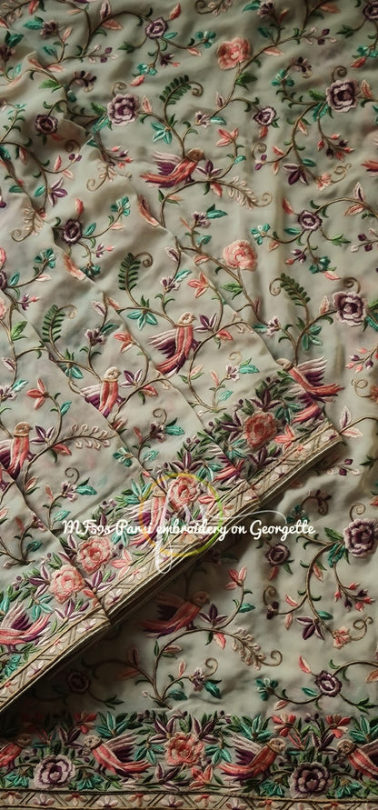Avik gorgette Parsi inspired saree