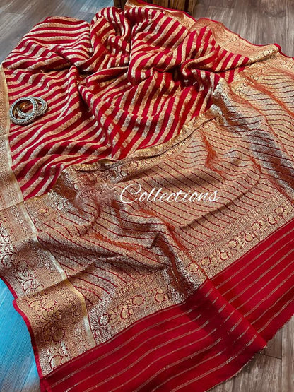 Striped antique Banarsi handloom saree