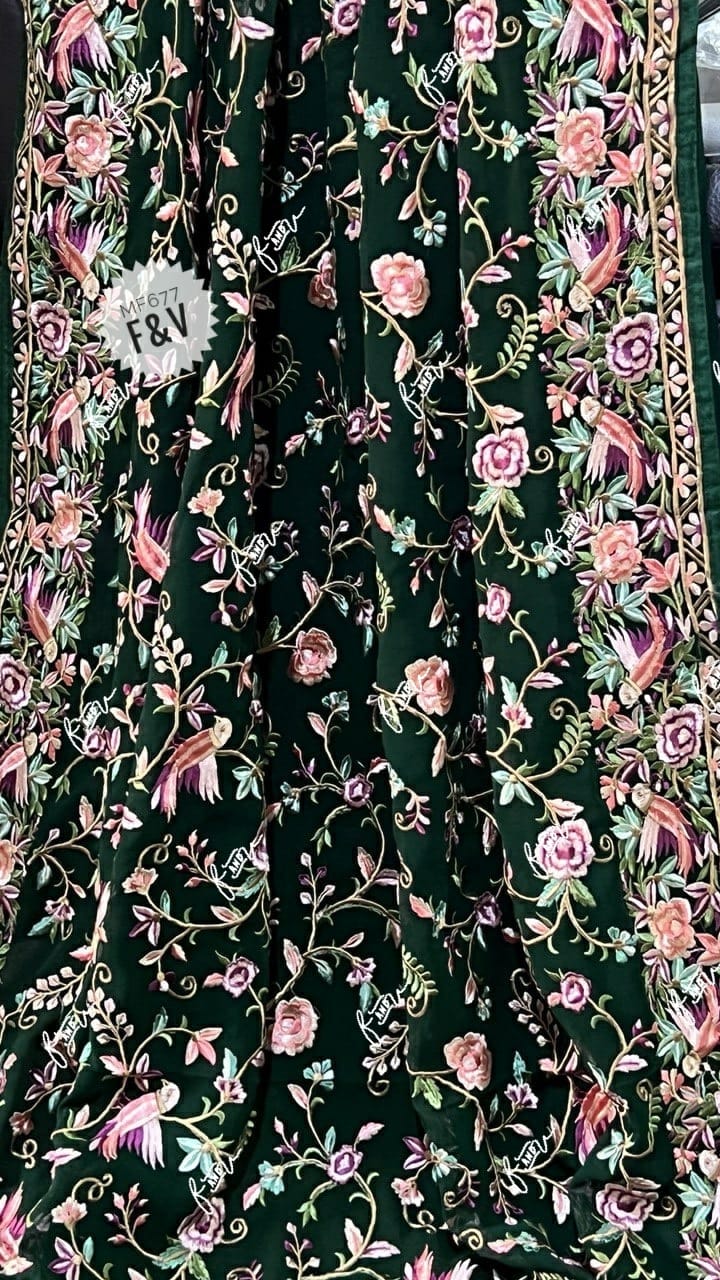 Avik gorgette Parsi inspired saree