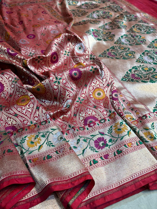 Brocade Banarsi exclusive Meenakari saree