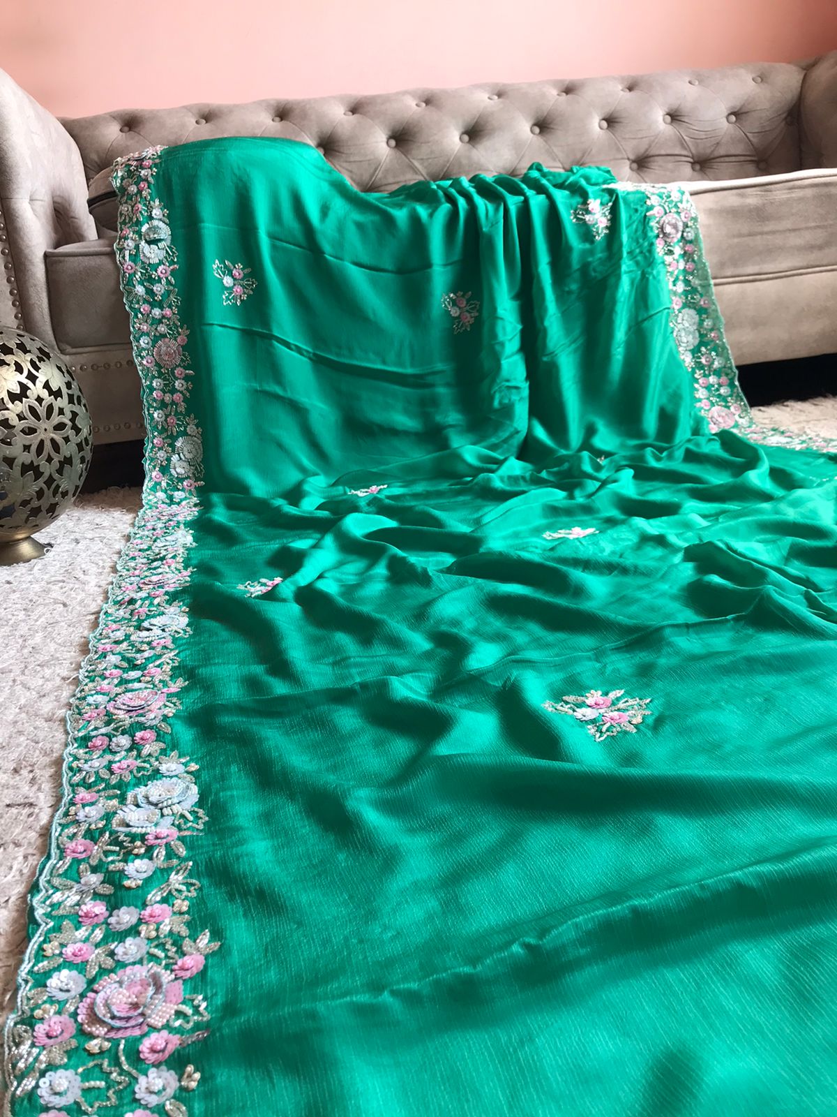 Lavika elegant chinon embroidery saree