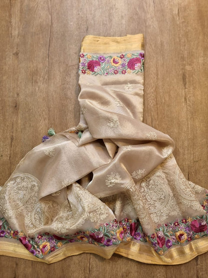 Rumha tissue embroidery saree