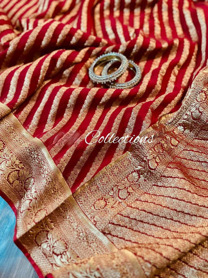 Striped antique Banarsi handloom saree