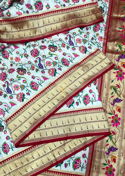 White muniya Banarsi handwoven saree