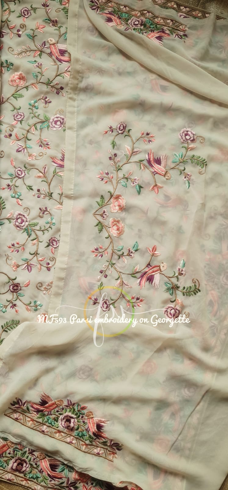 Avik gorgette Parsi inspired saree