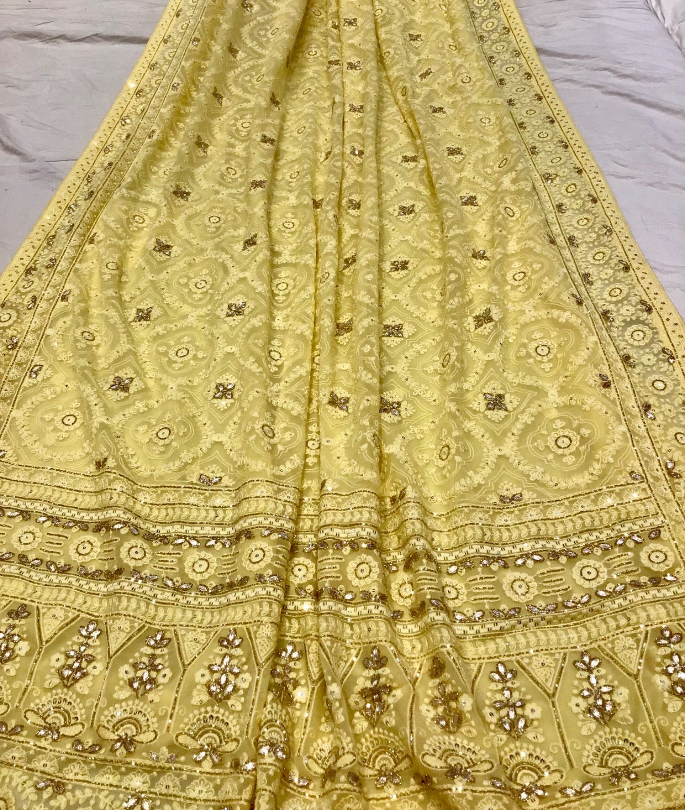 Lavender Chikankari gorgette saree Indian saree
