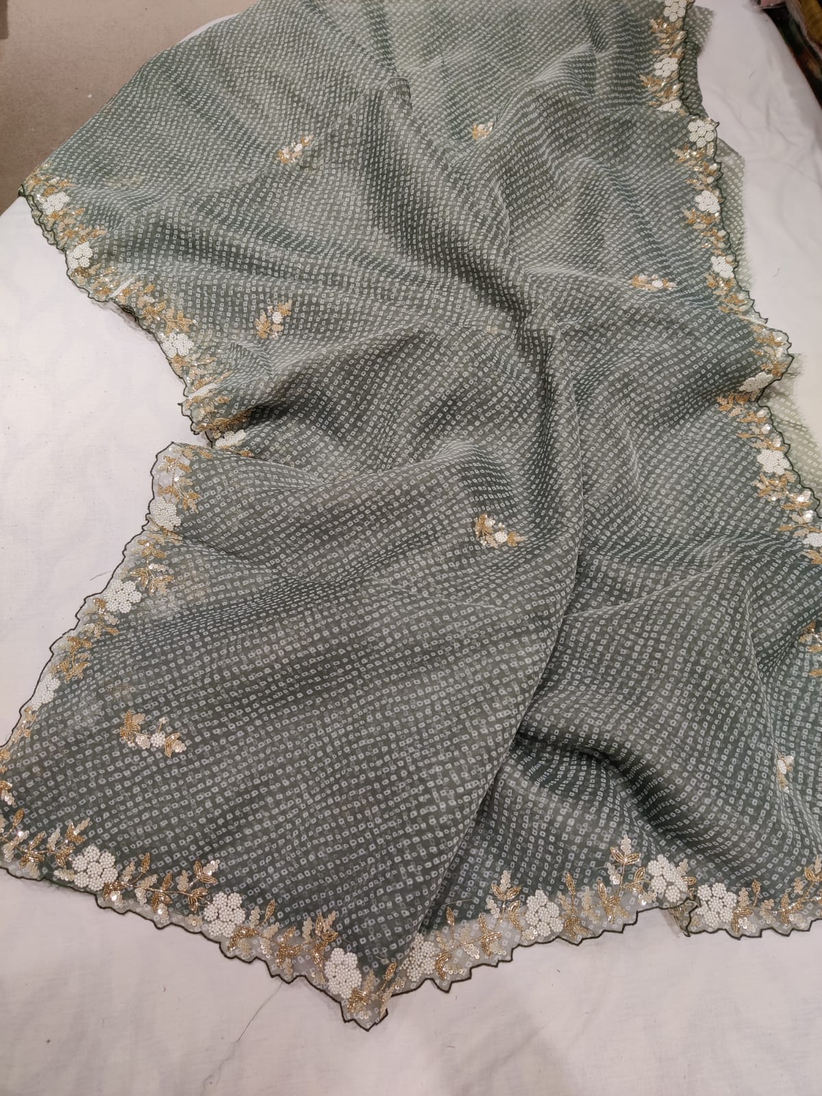 Gini pearl organza beautiful saree