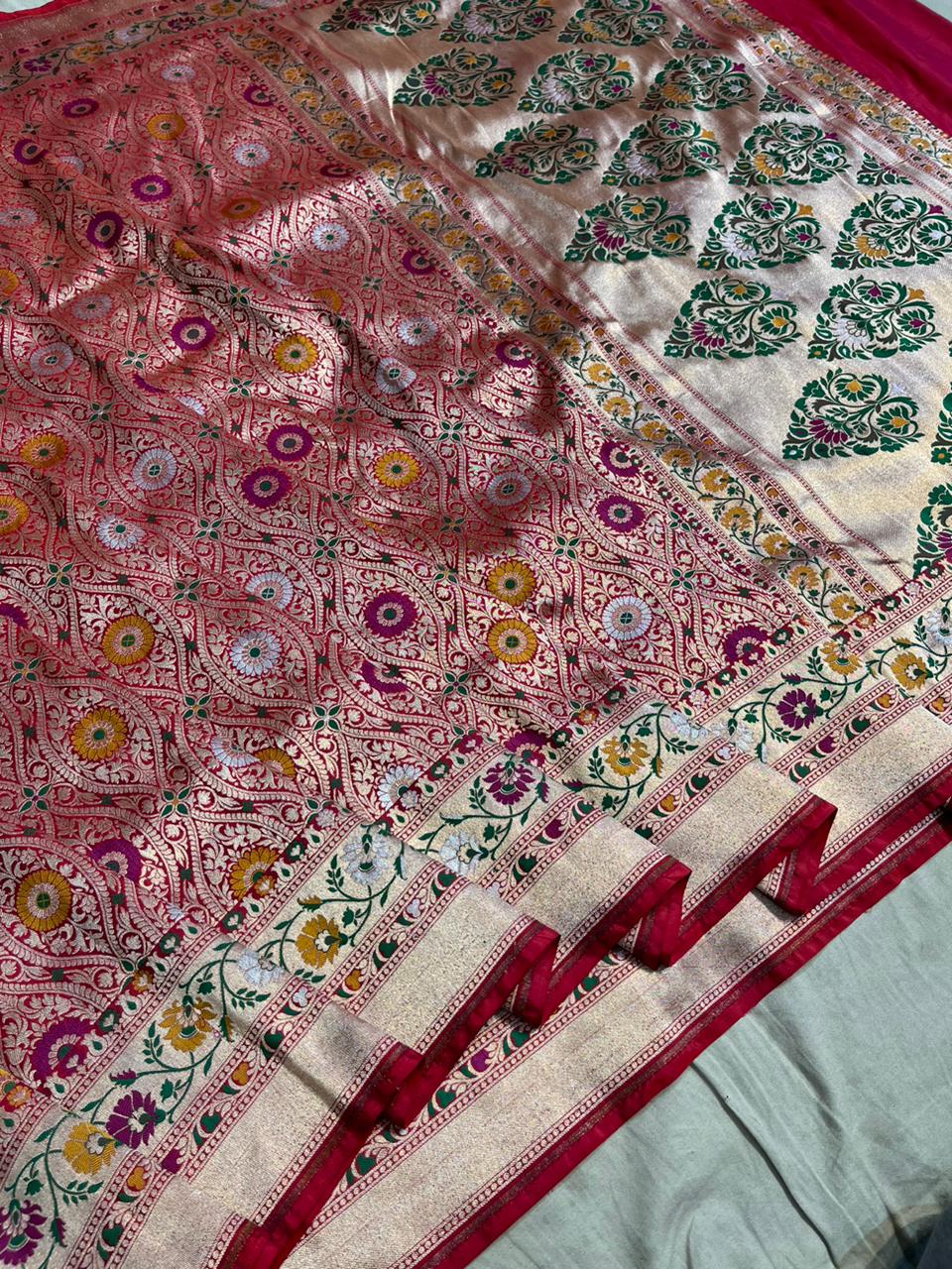 Brocade Banarsi exclusive Meenakari saree