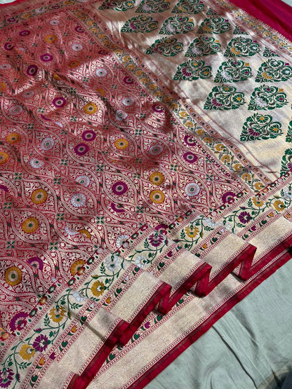 Brocade Banarsi exclusive Meenakari saree