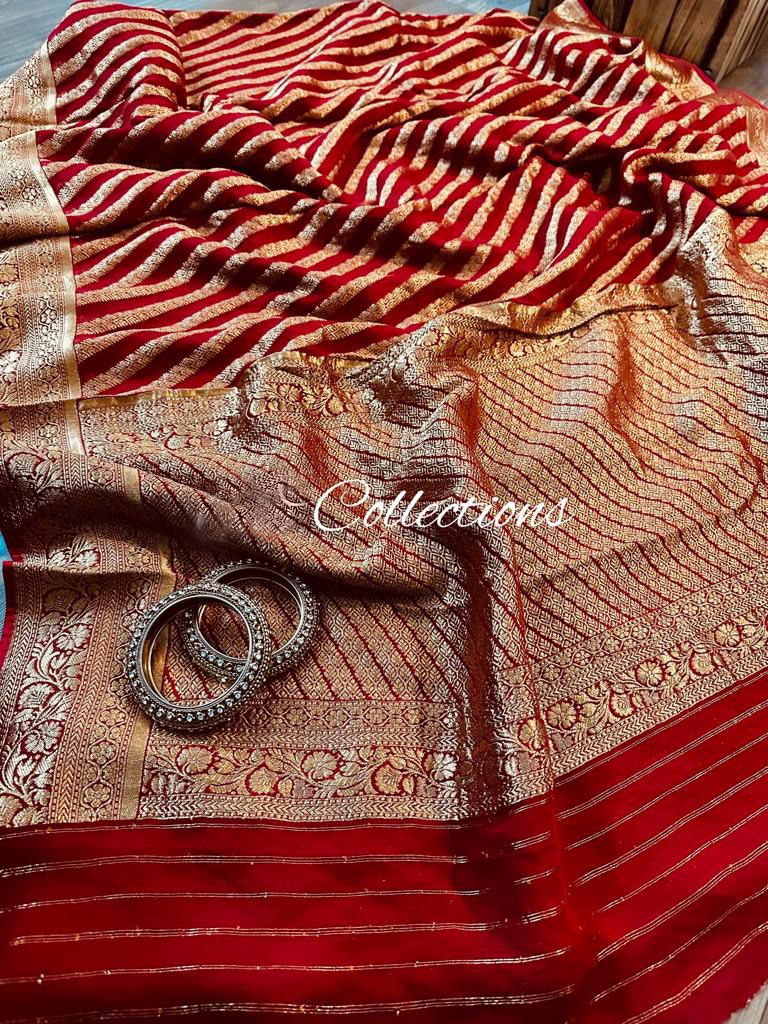 Striped antique Banarsi handloom saree