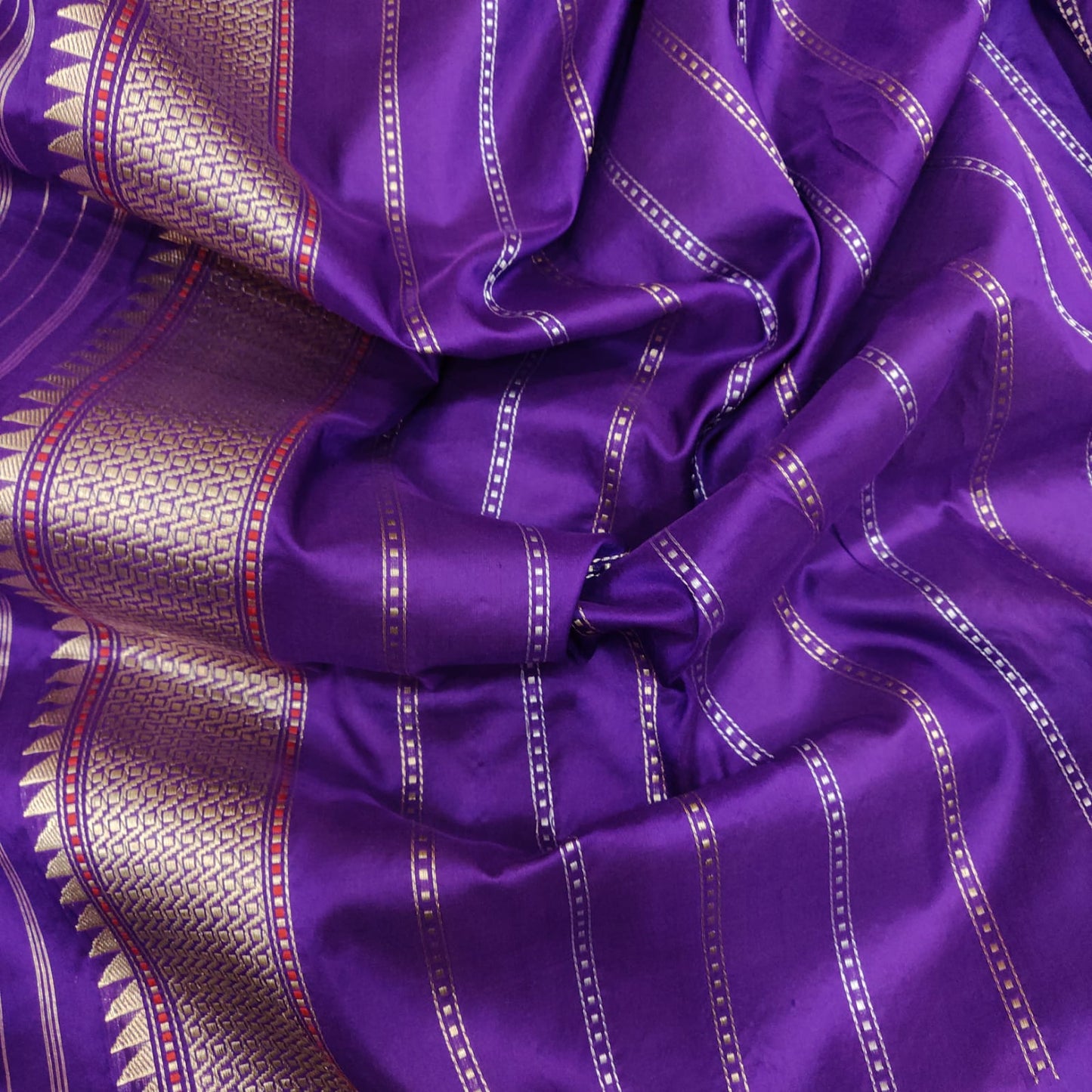 Purple Kora handwoven kadwa beautiful sari
