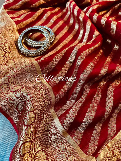 Striped antique Banarsi handloom saree