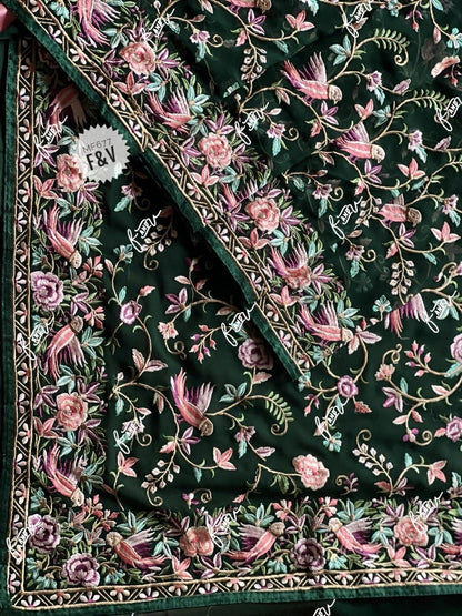 Avik gorgette Parsi inspired saree