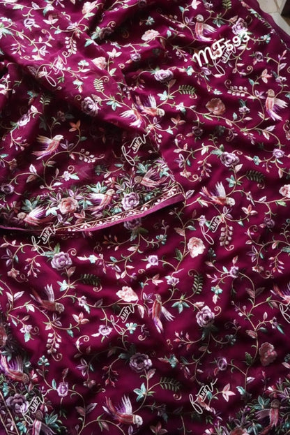 Parsi inspired Kashmiri saree