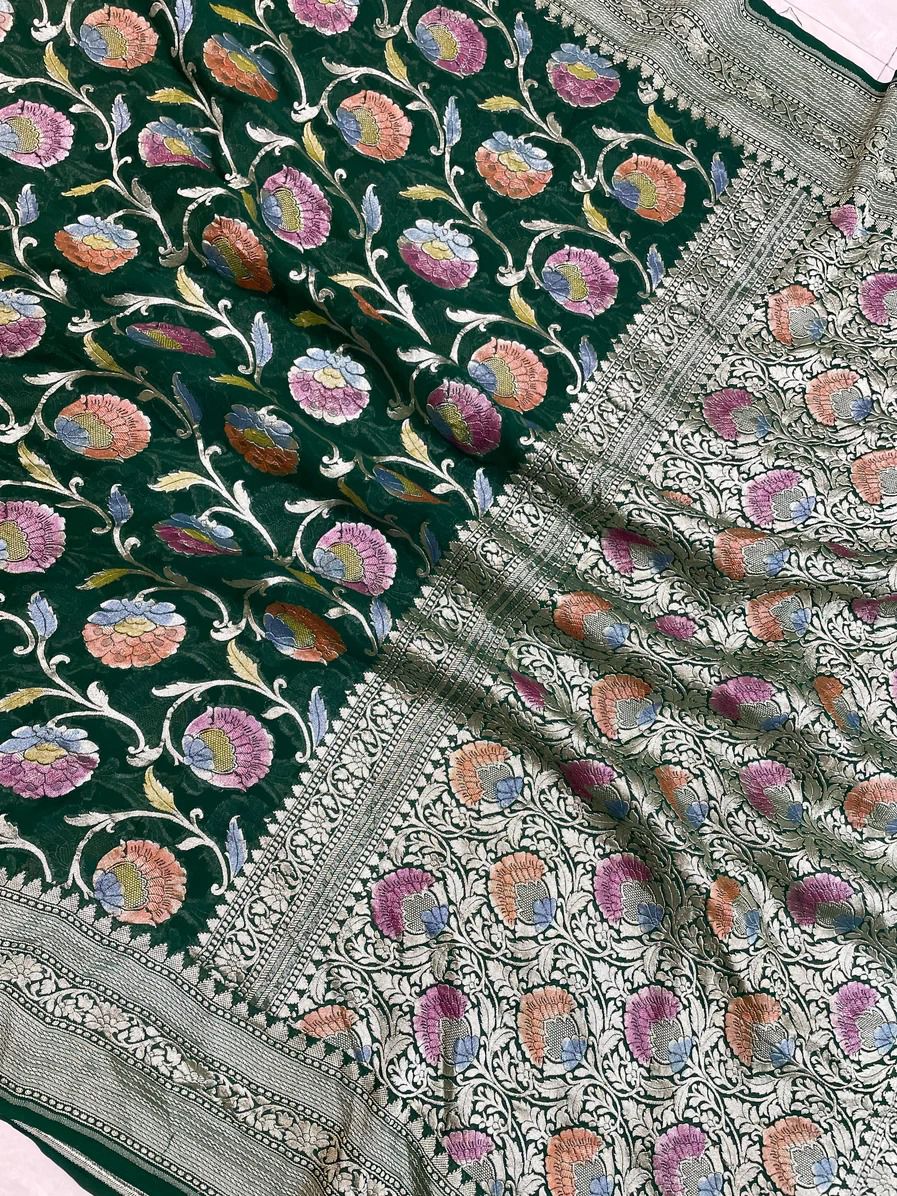 Shanaya Banarsi handloom gorgette saree