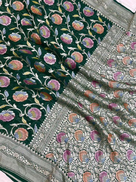 Shanaya Banarsi handloom gorgette saree
