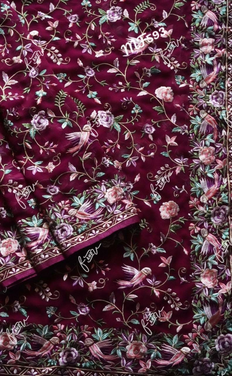 Parsi inspired Kashmiri saree