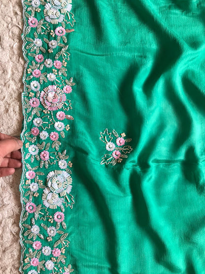 Lavika elegant chinon embroidery saree