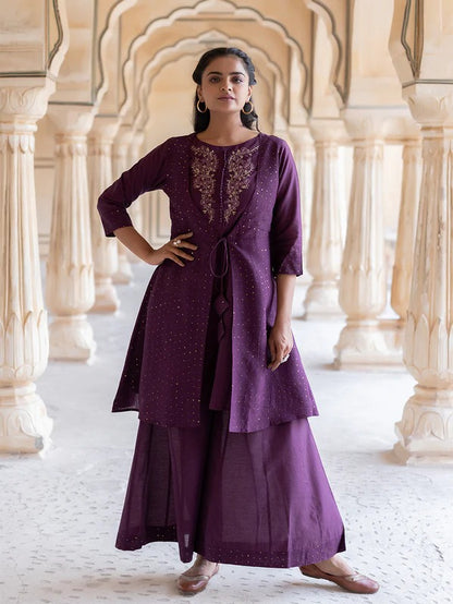 Trendy purple sharara set