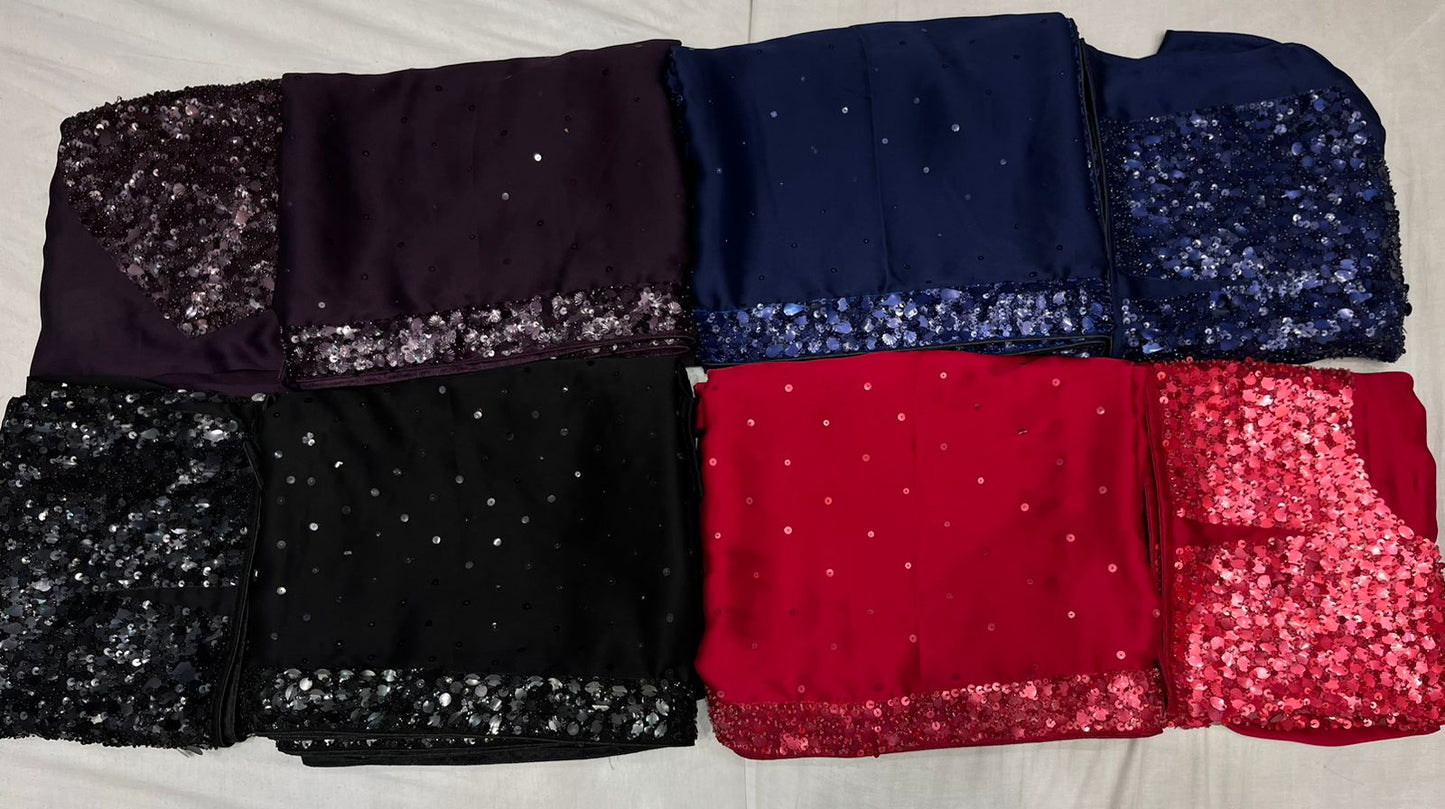 Shimir satin silk sequins saree