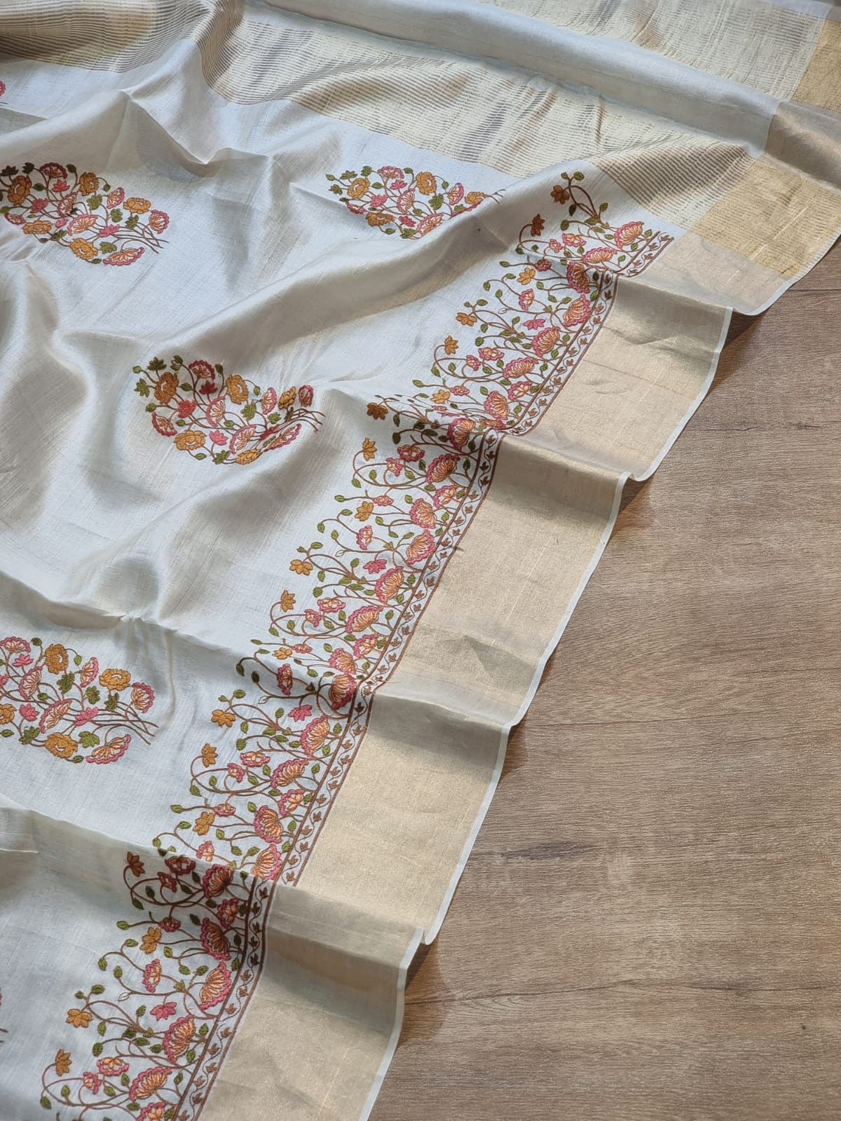 Ravina Tussar Silk Embroidered Saree