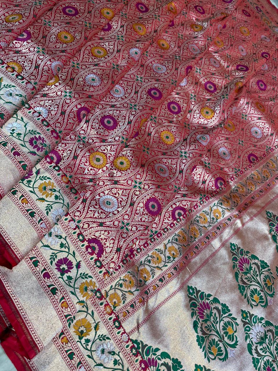 Brocade Banarsi exclusive Meenakari saree