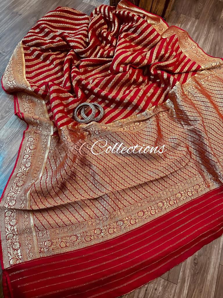 Striped antique Banarsi handloom saree