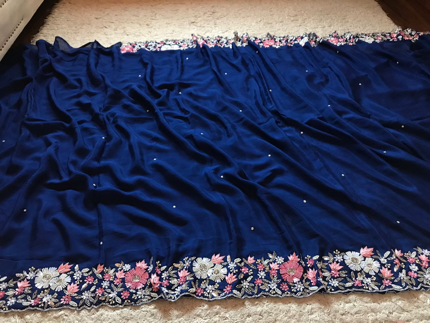 Raini blue marble gorgette saris