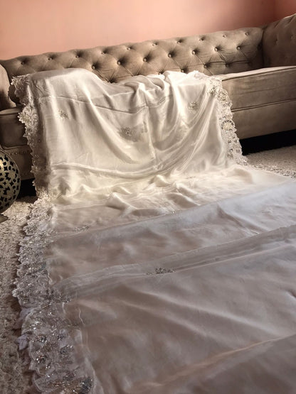 White fairly zardosi saree