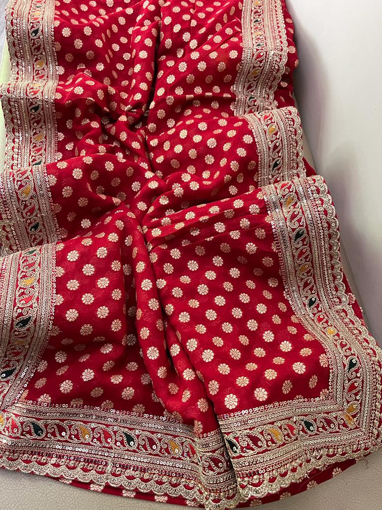 Anvesha khaddi gorgette saree Indian sari