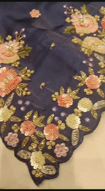 Vumia partywear organza embroidery saree