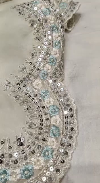 Sequence organza embroidery saree