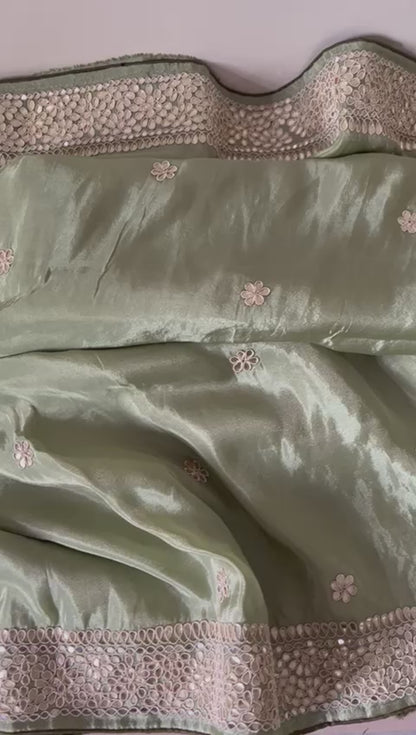 Zanelia tissue zardosi saree
