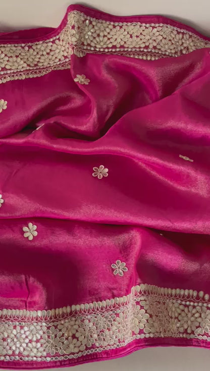 Zanelia tissue zardosi saree