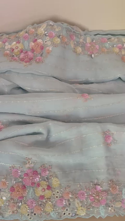 Venus sequence zardosi partywear saree