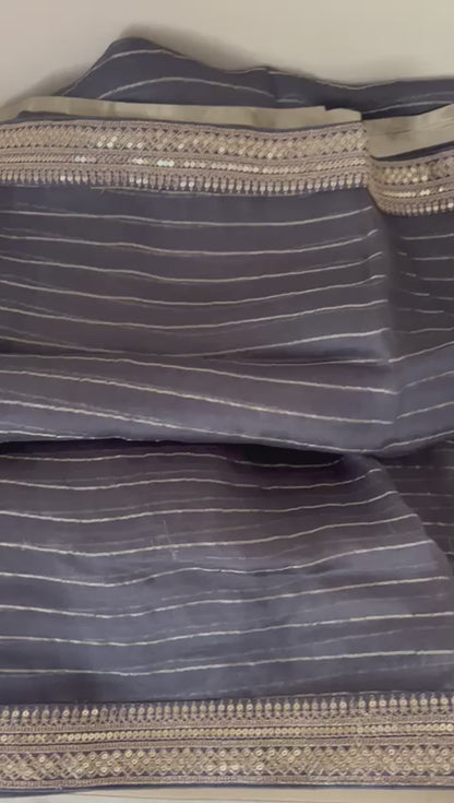 Nurjaha striped organza saree