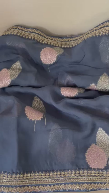 Rakhisha organza beautiful trendy saree