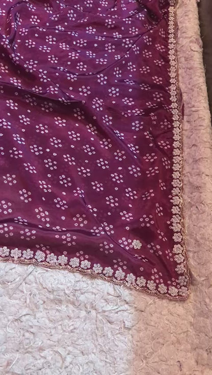Kismis crepe Bandhej saree