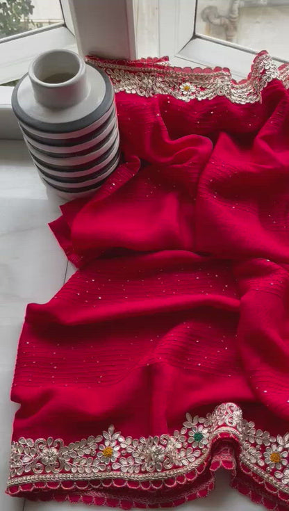Harpreet satin gottapatti saree