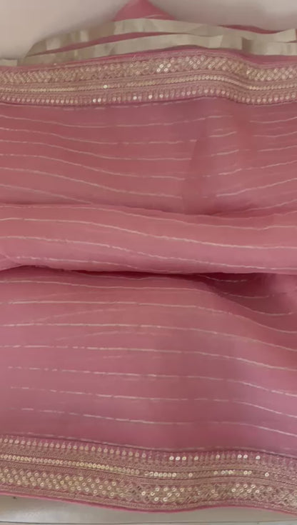 Nurjaha striped organza saree