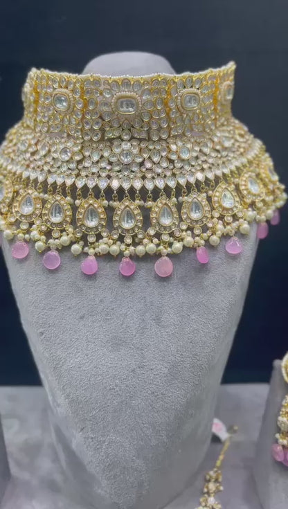 Roshilla pink Kundan bridal set