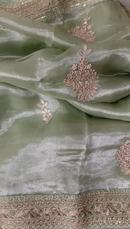 Kalki inspired tissue organza saree